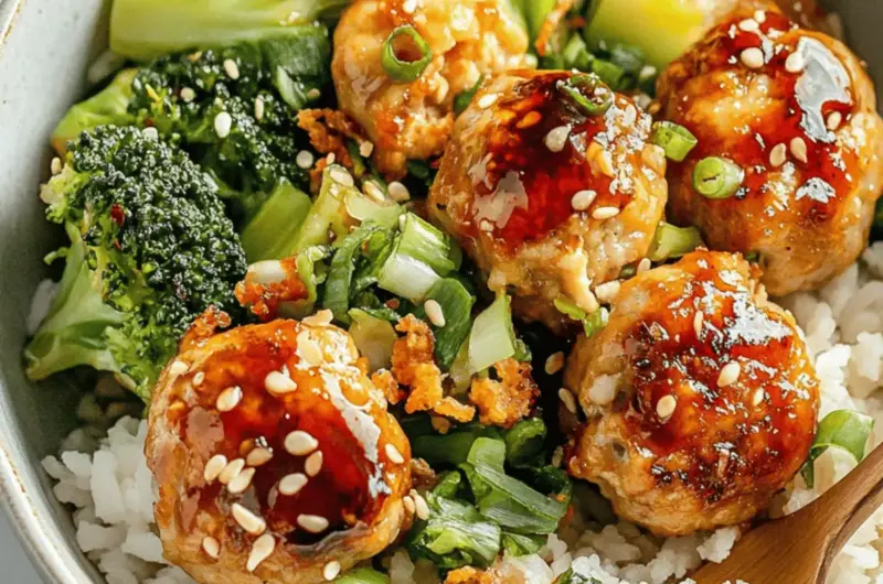 Sweet & Spicy Sesame Chicken Meatball Bowls