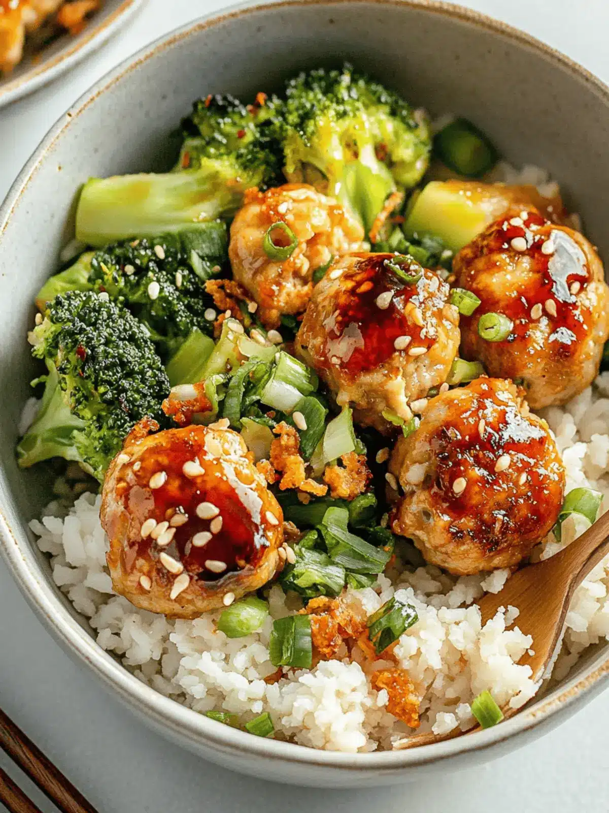 Sweet & Spicy Sesame Chicken Meatball Bowls