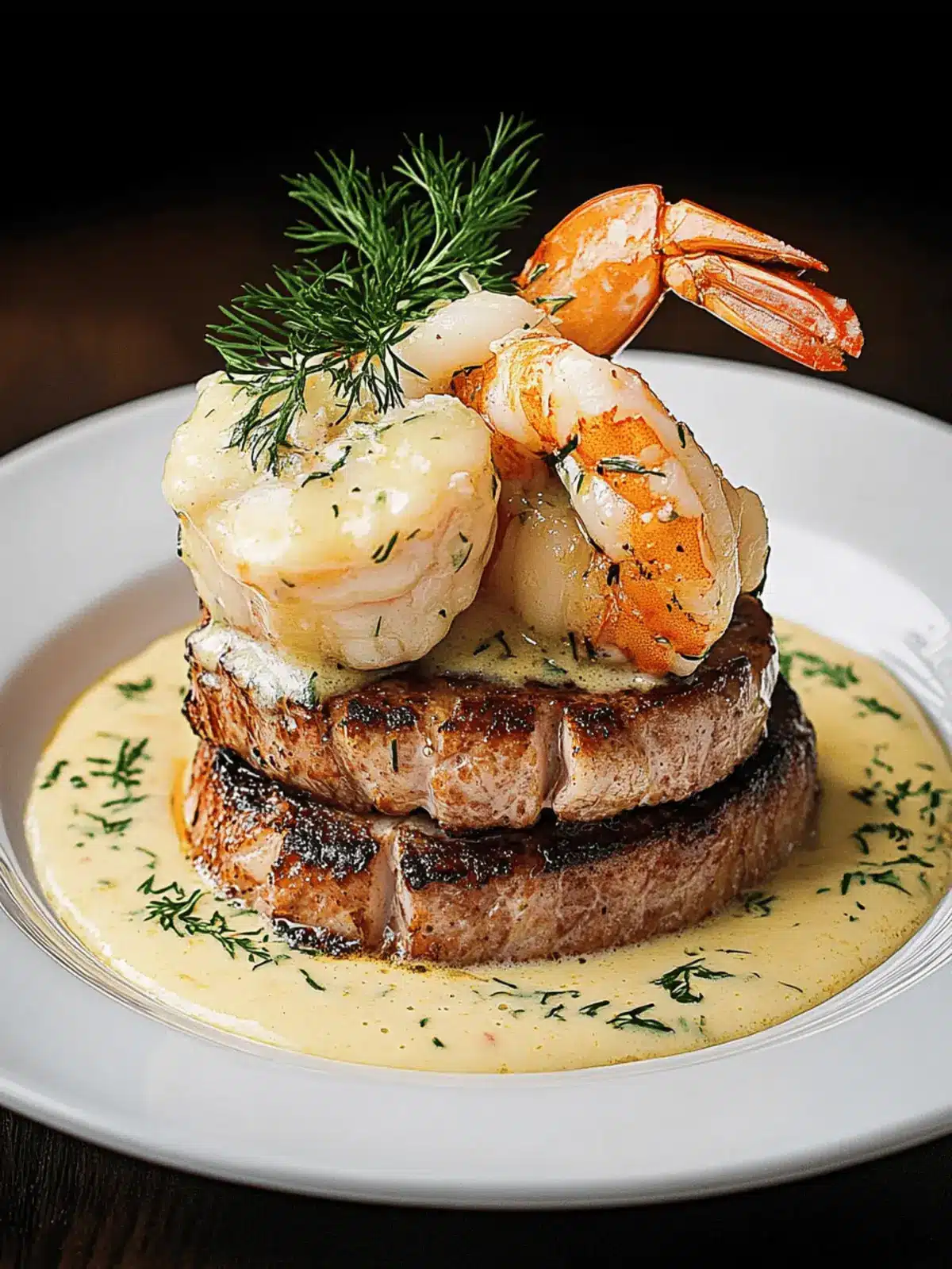 Surf and Turf with Creamy Garlic Sauce