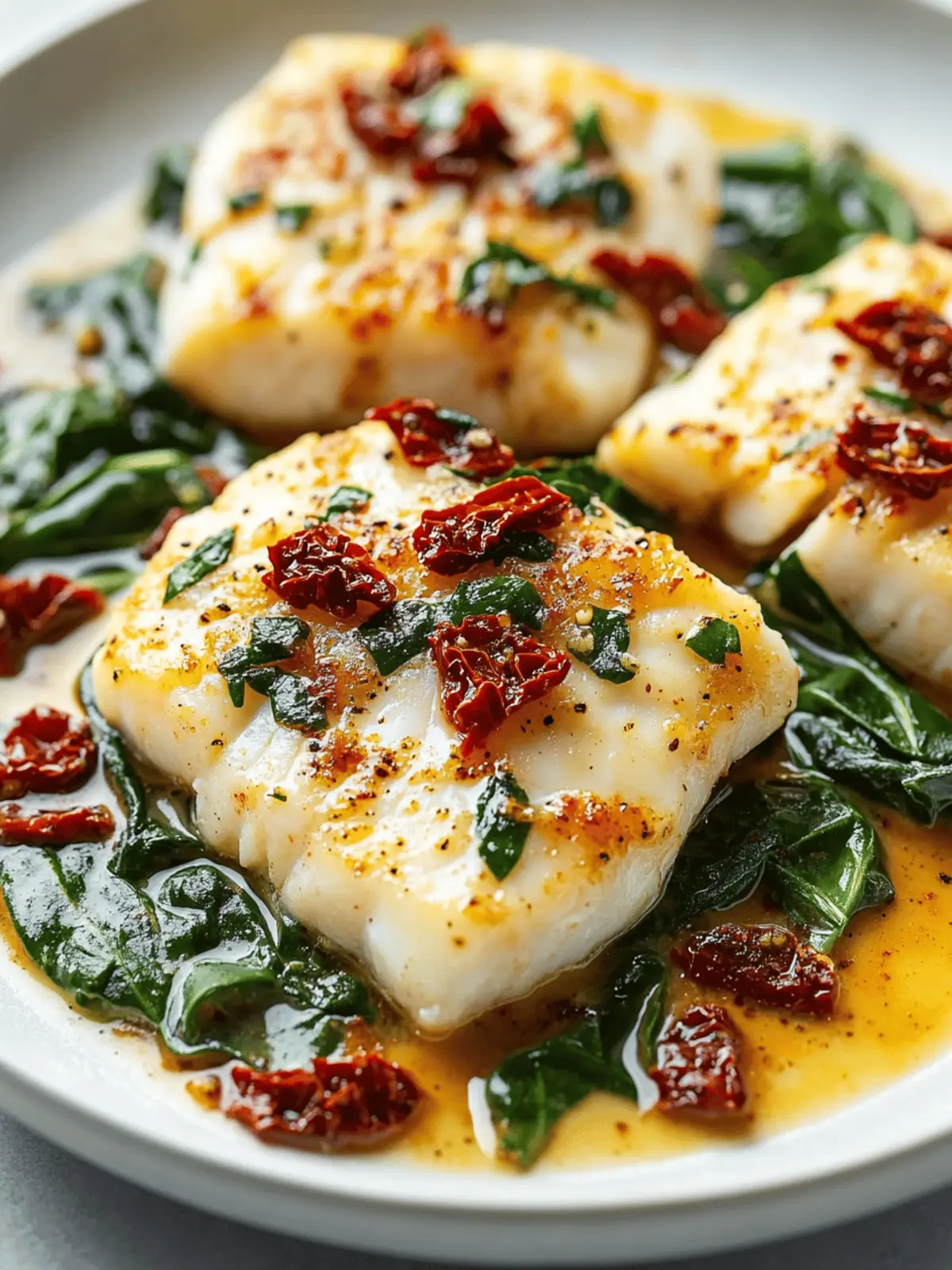 Creamy Keto Tuscan Cod with Spinach and Sun-Dried Tomatoes