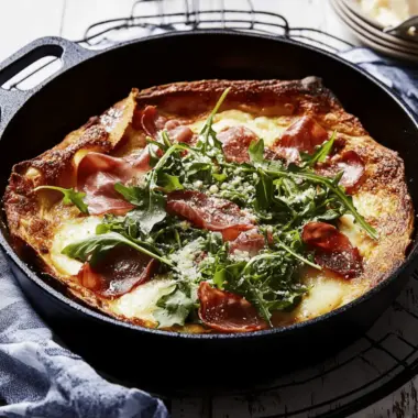 Prosciutto Mozzarella Arugula Dutch Baby
