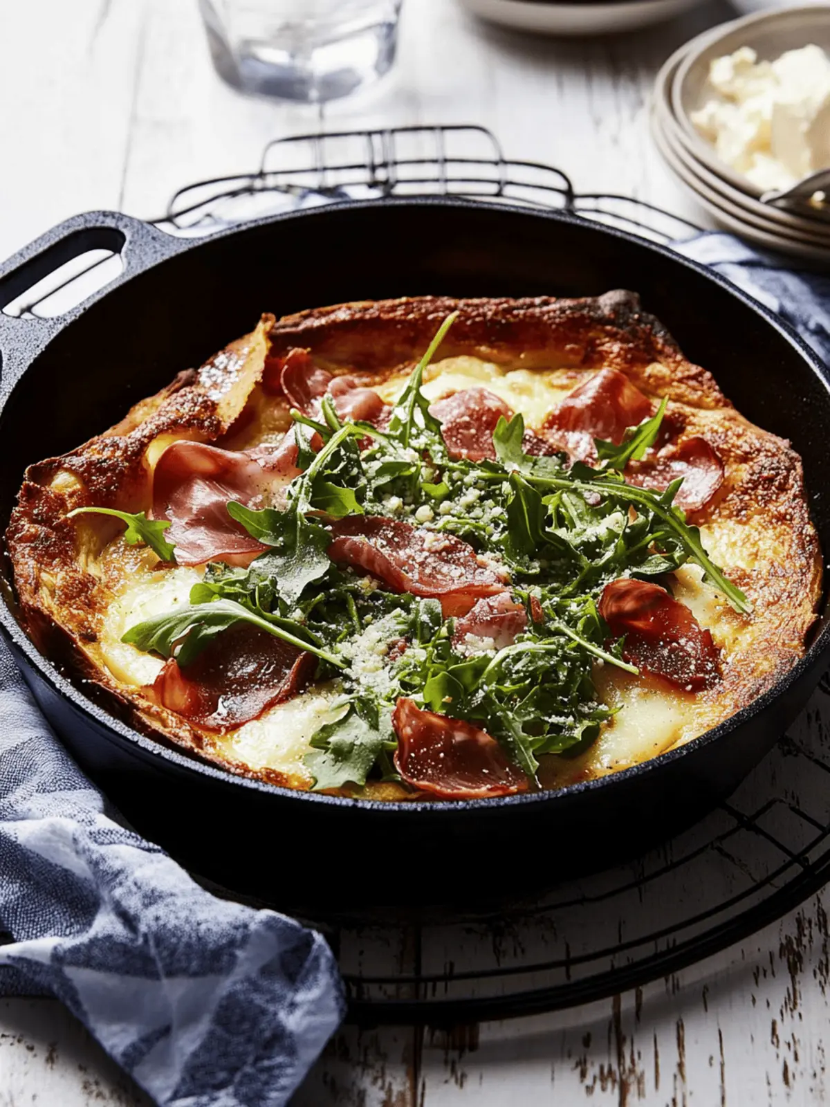 Prosciutto Mozzarella Arugula Dutch Baby