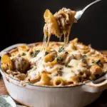 One Pot Creamy French Onion Pasta Bake
