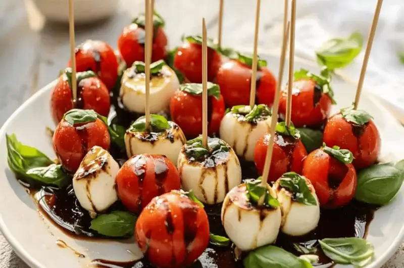 Caprese Skewers with Balsamic Glaze