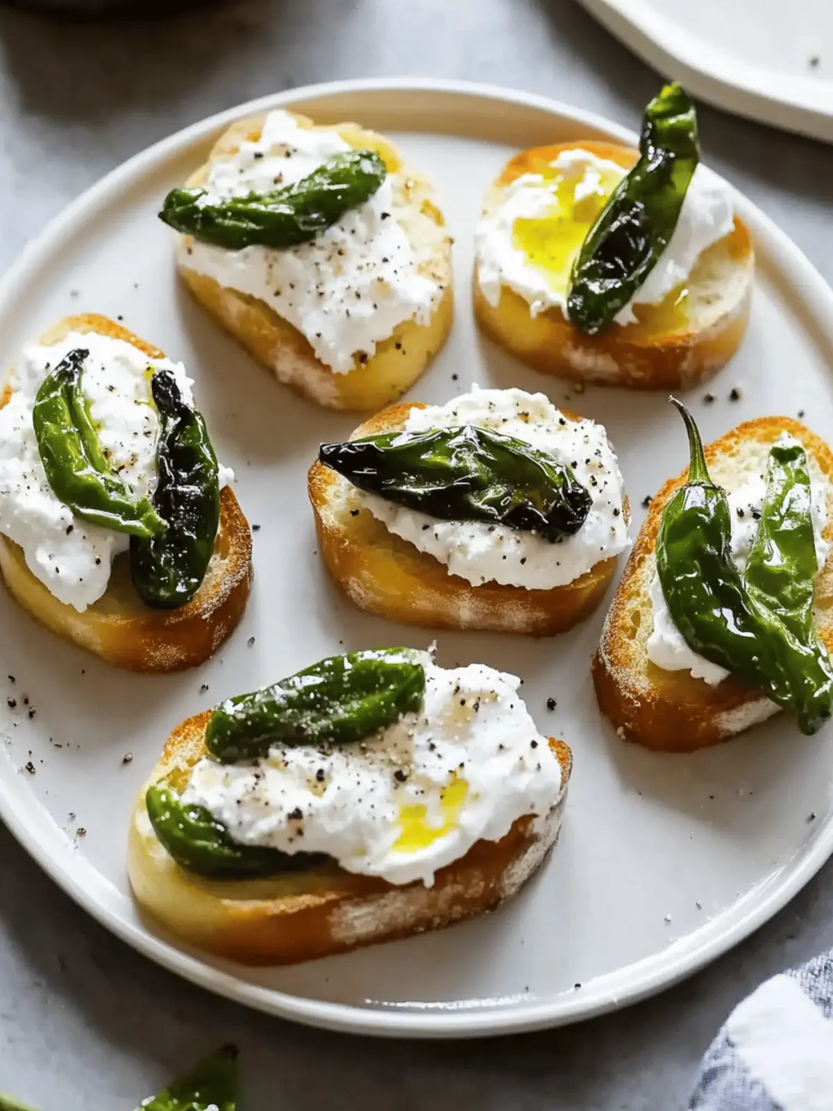 5-Ingredient Shishito Pepper and Burrata Crostini