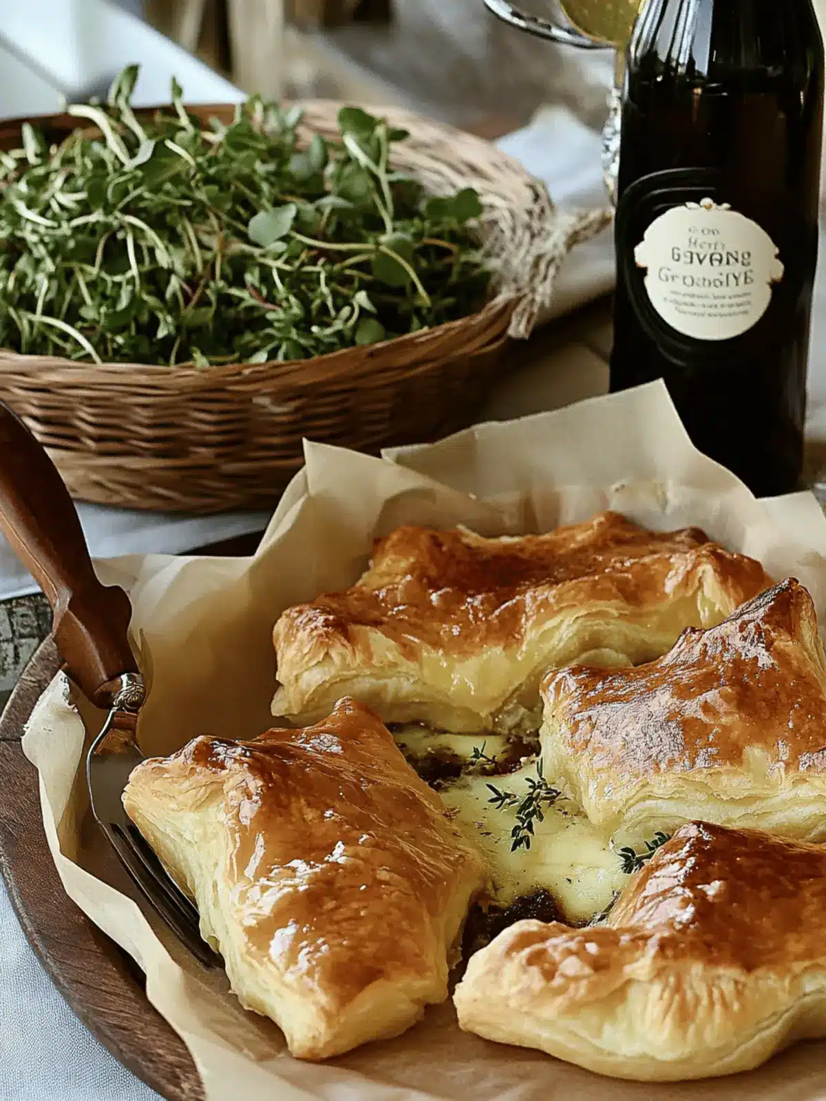 Honey Thyme Gruyère Baked in Puff Pastry