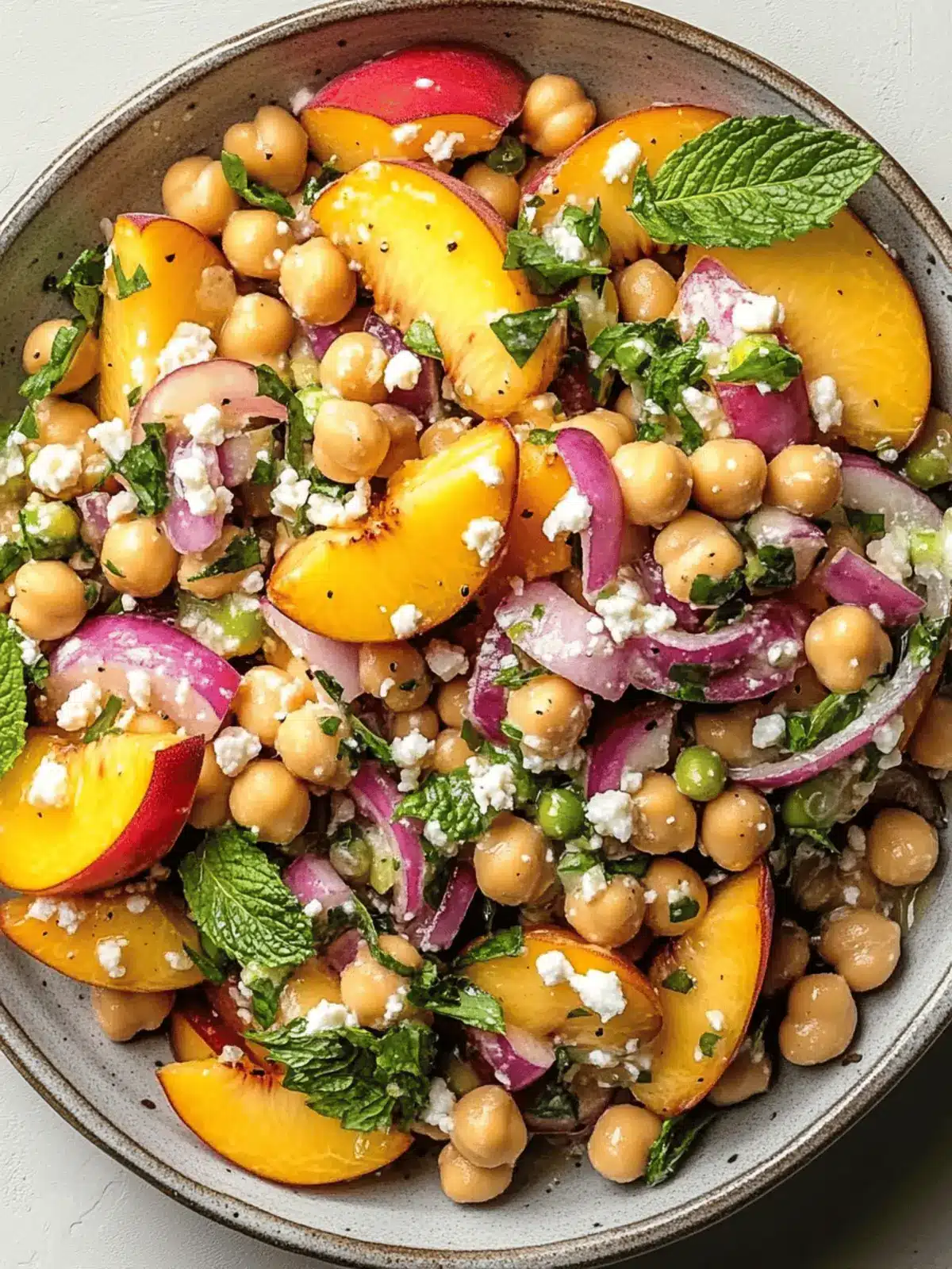 Chickpea Peach Salad with Honey Lime Dressing