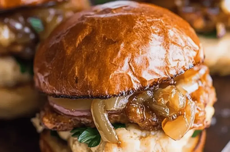 Apple Butter Onion Chicken Burgers