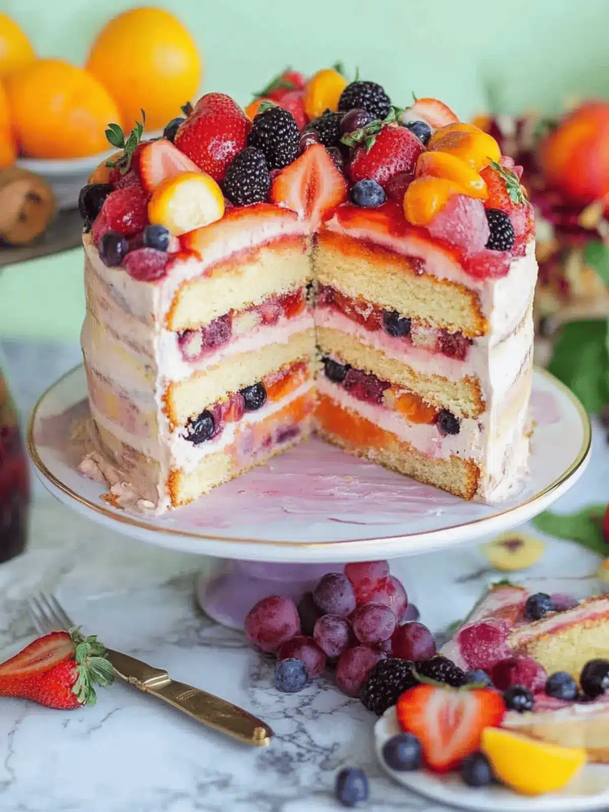 Summer Fruit Sangria Cake