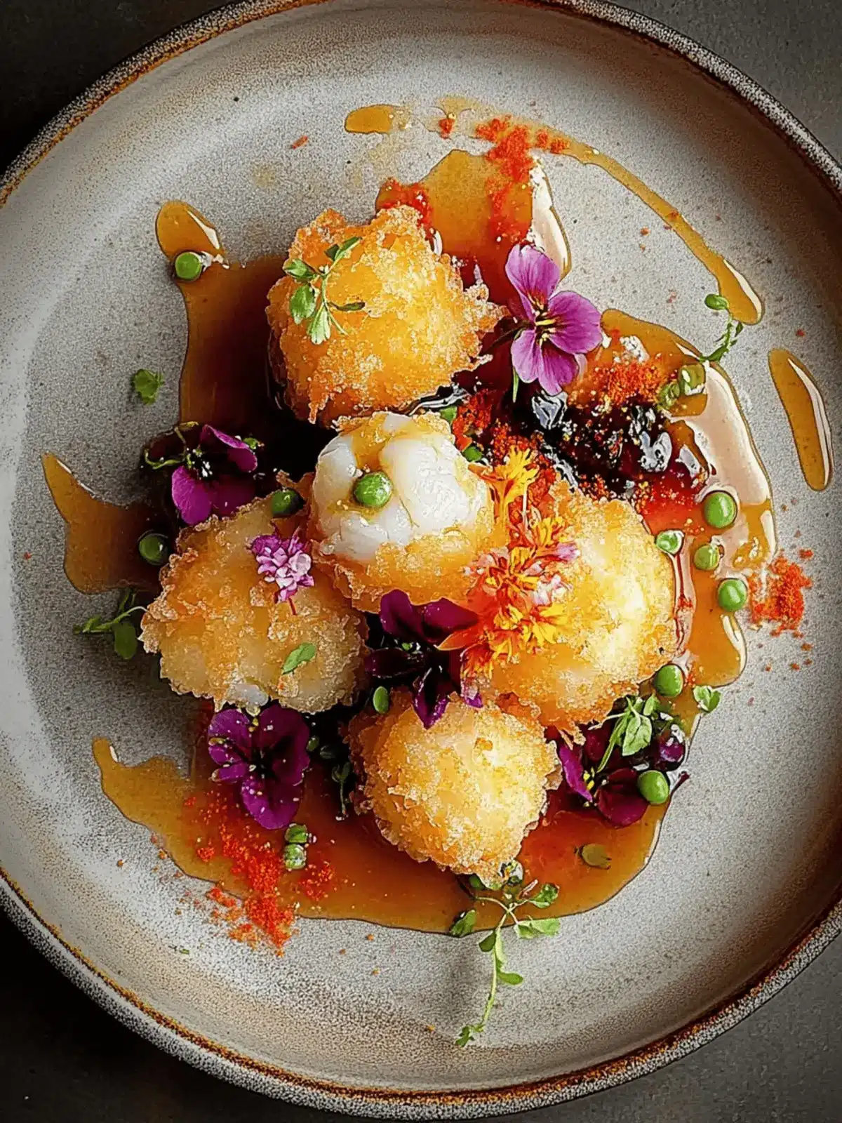 Cod Tempura with Blossom Salsa and Mirin-Ginger Glaze