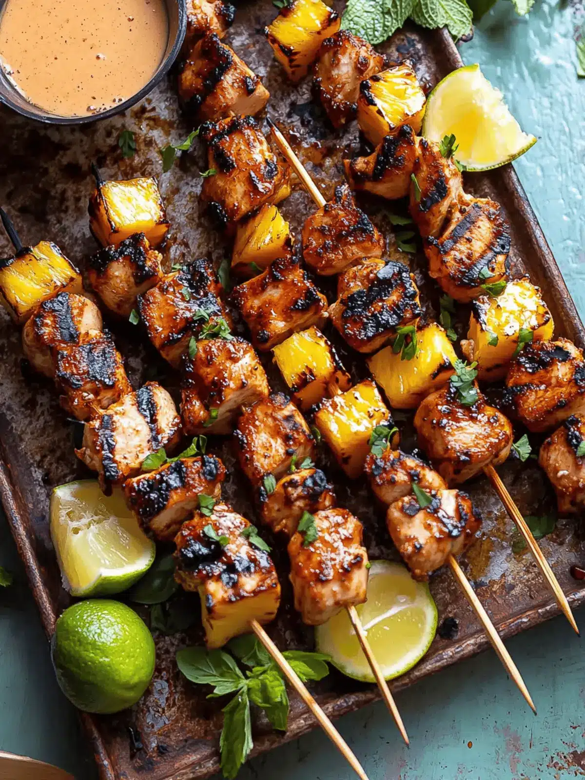 Chipotle Pineapple Bang Bang Chicken Skewers