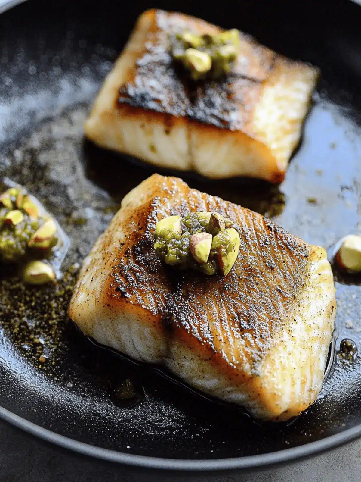 Crisp Skillet Sea Bass with Pistachio Butter