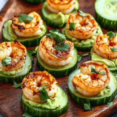 Blackened Shrimp Avocado Cucumber Bites
