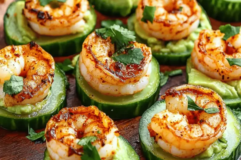 Blackened Shrimp Avocado Cucumber Bites