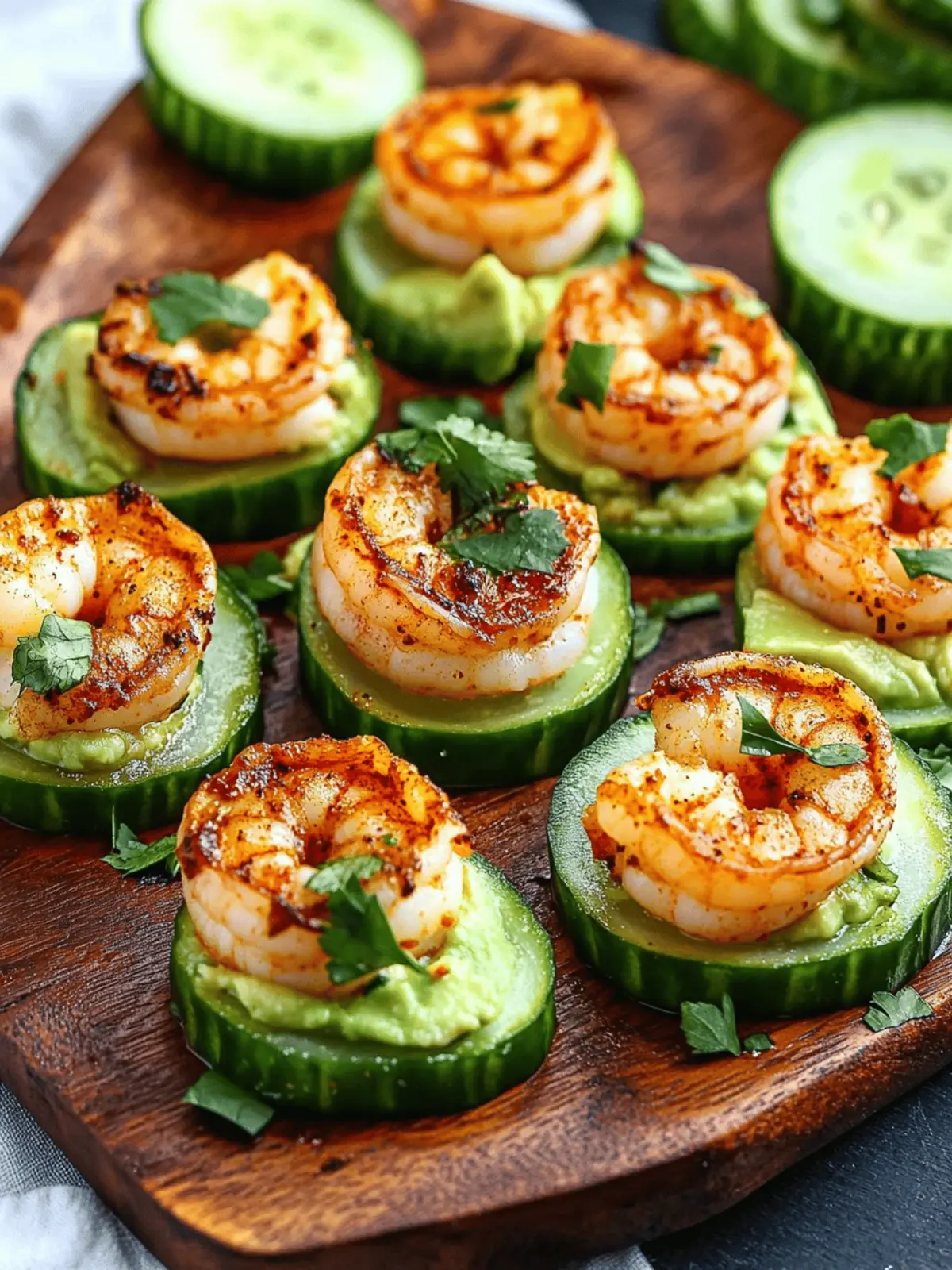 Blackened Shrimp Avocado Cucumber Bites