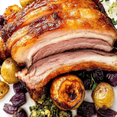 Crispy Slow Roast Pork Belly Recipe with Cider Gravy