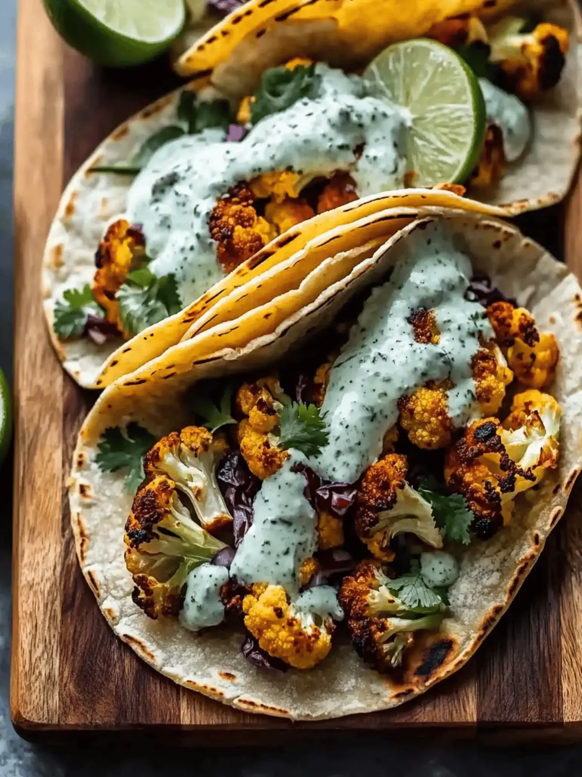 Cauliflower Tacos with Cilantro Lime Crema