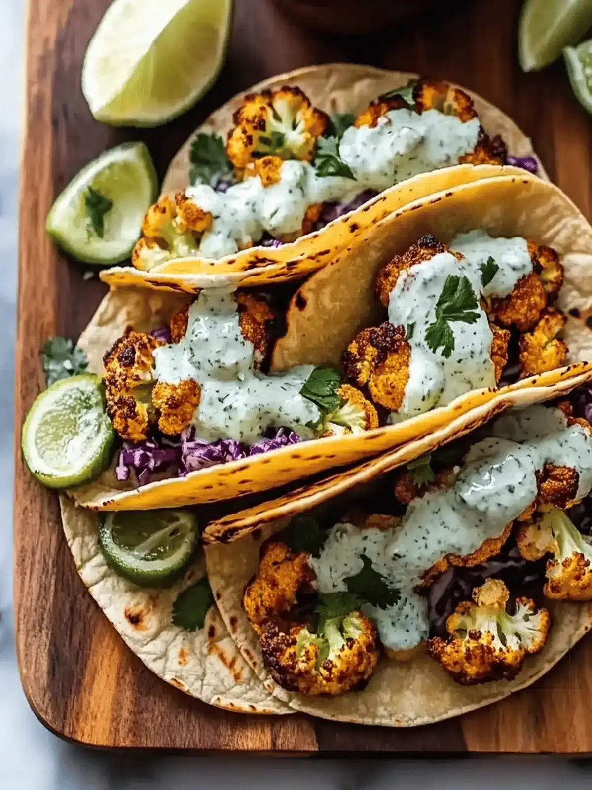 Cauliflower Tacos with Cilantro Lime Crema