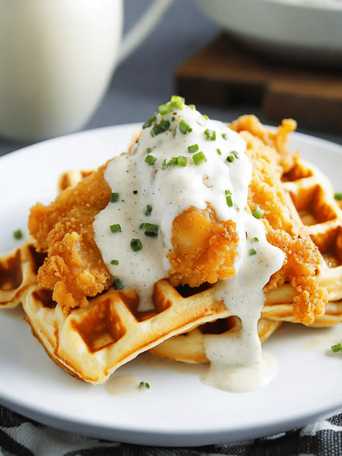 Oven-Fried Chicken with Waffles and White Gravy