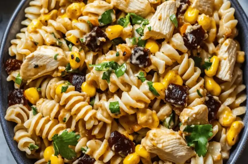 High Protein BBQ Chicken Pasta Salad