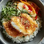 Halibut Tempura with Japanese Pickles & Spring Onion Rice