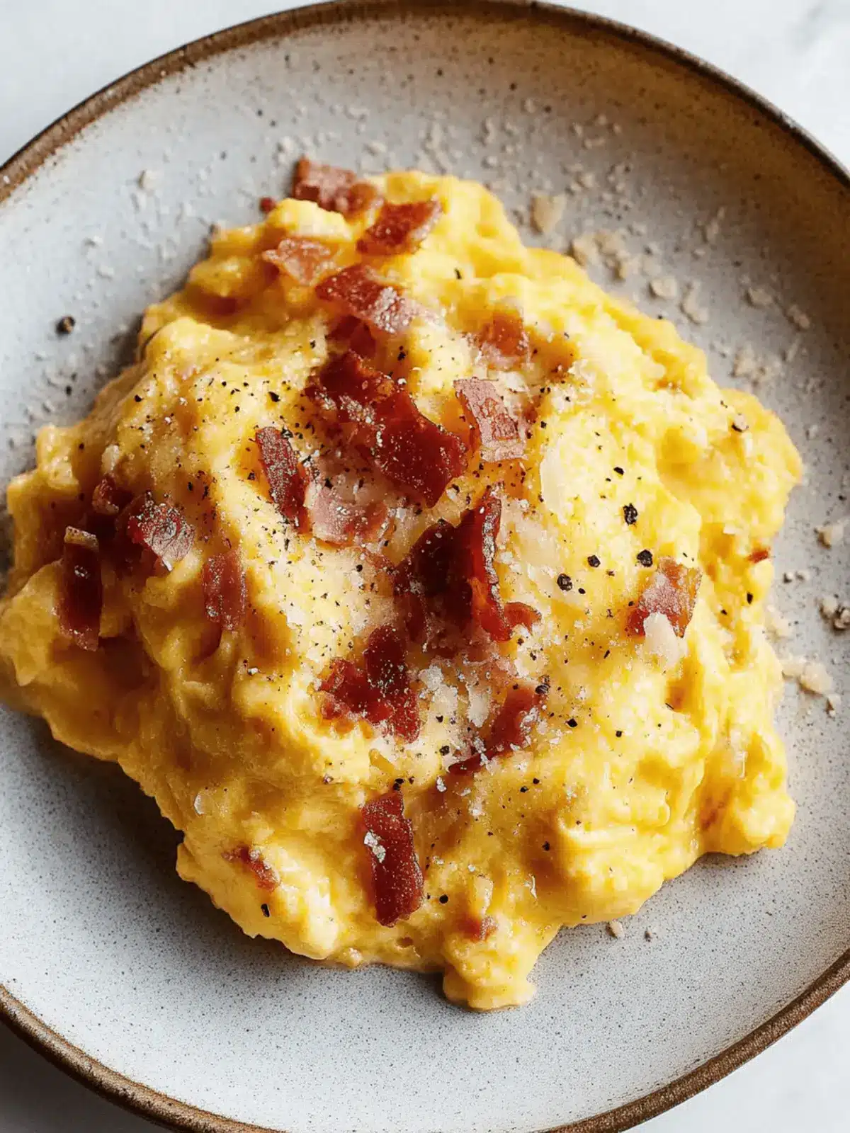 Silky Scrambled Eggs With Pancetta, Pepper and Pecorino