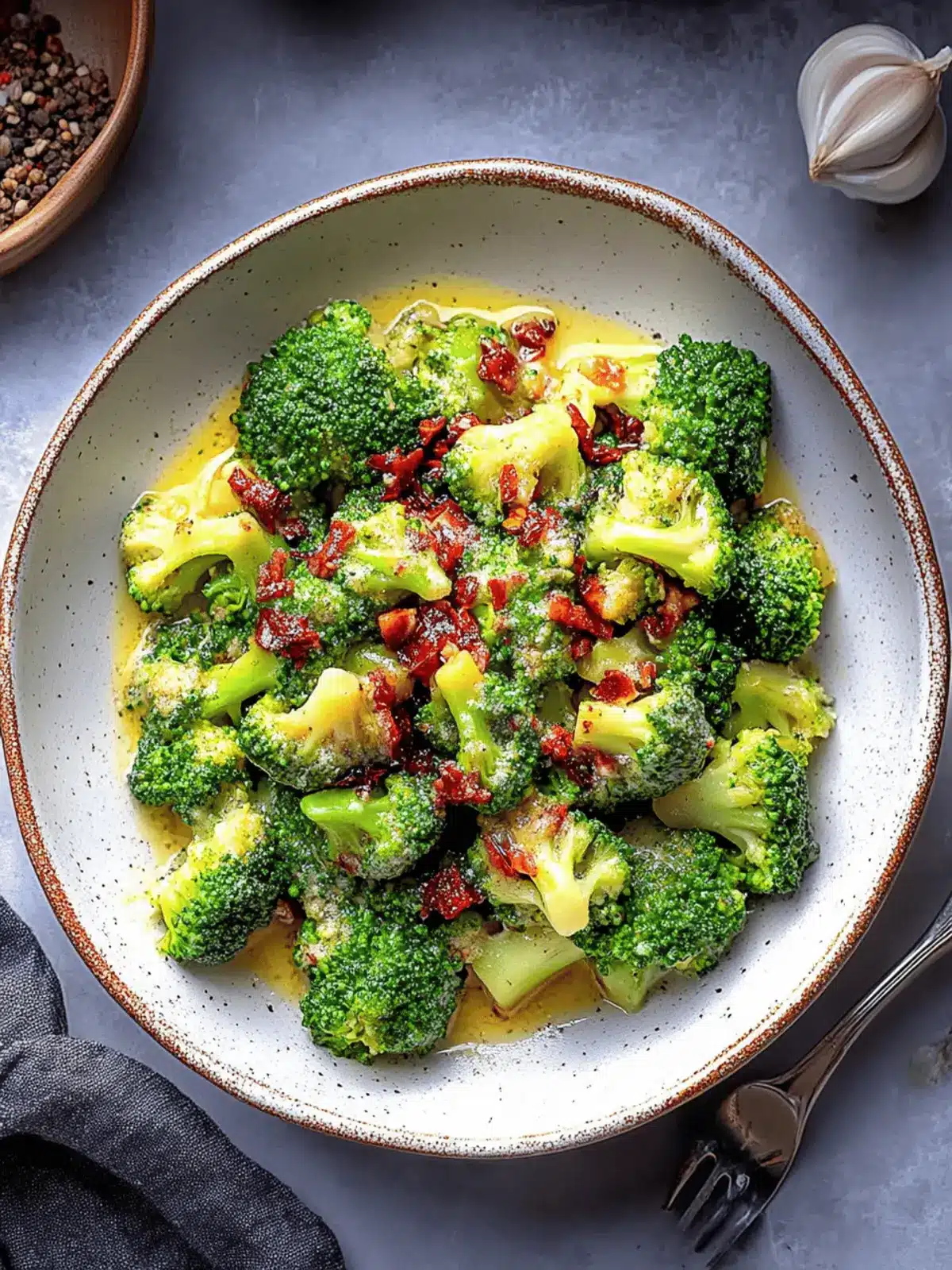 Garlicky Broccoli with Sauce and Crunchy Bacon Bliss 3 Broccoli with Garlic Sauce