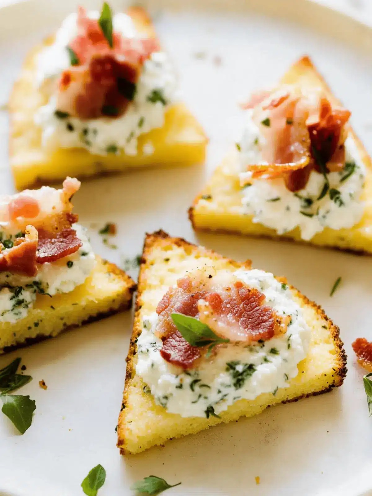Delicious Polenta Toasts with Herbed Ricotta & Bacon Magic 4 Polenta Toasts with Herbed Ricotta & Bacon
