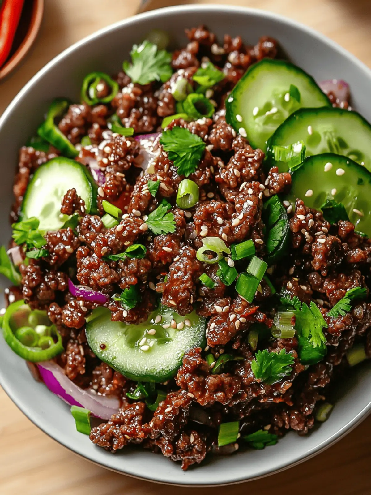 Spicy Keto Korean Ground Beef: A Refreshing Cucumber Salad Twist 4 Spicy Keto Korean Ground Beef with Cucumber Salad