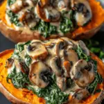Creamy Mushroom and Spinach Stuffed Sweet Potatoes