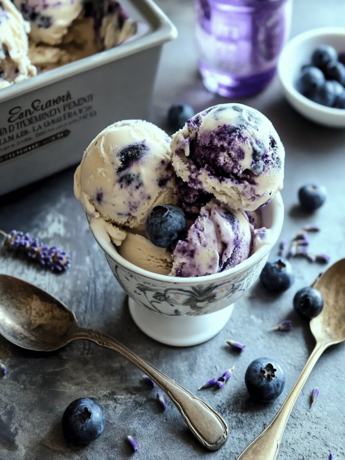 Earl Grey Blueberry Lavender Swirl Ice Cream