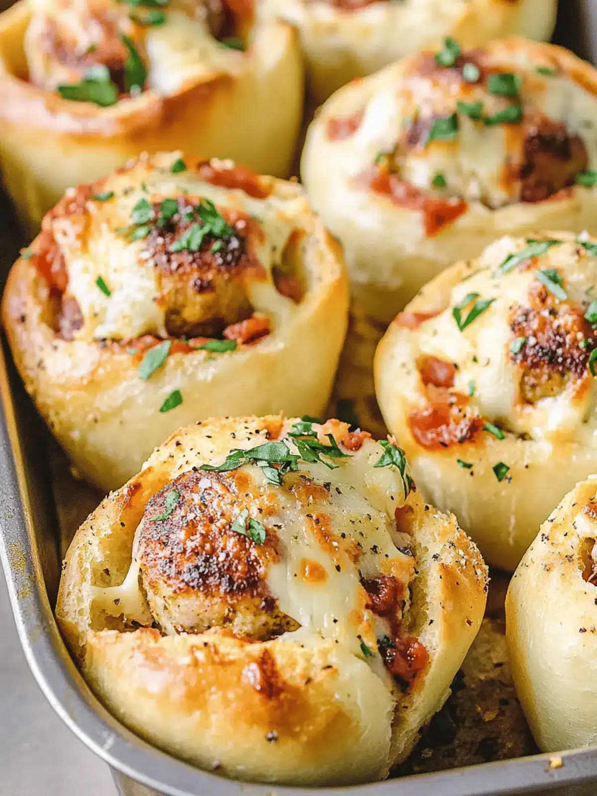 Meatball Stuffed Garlic Bread