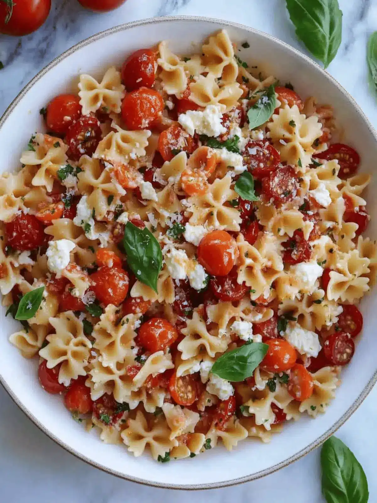 Cherry Tomato Bruschetta Pasta Salad