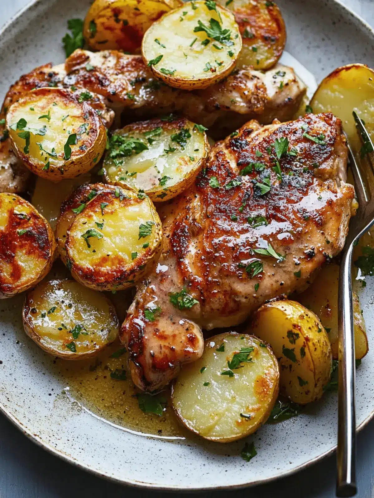 Chile-Butter Chicken With Vinegared Potatoes