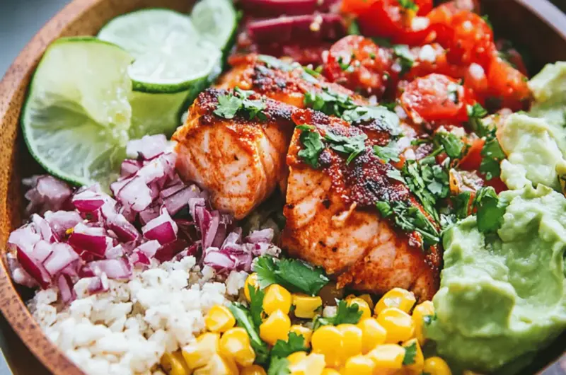 Roasted Salmon Burrito Bowl