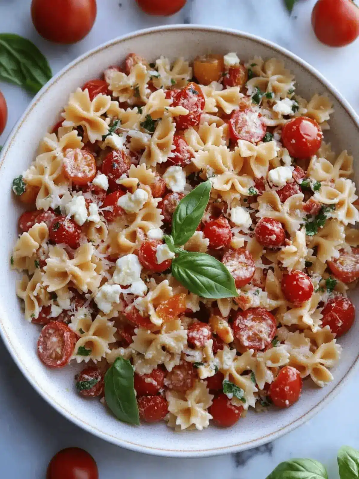 Cherry Tomato Bruschetta Pasta Salad