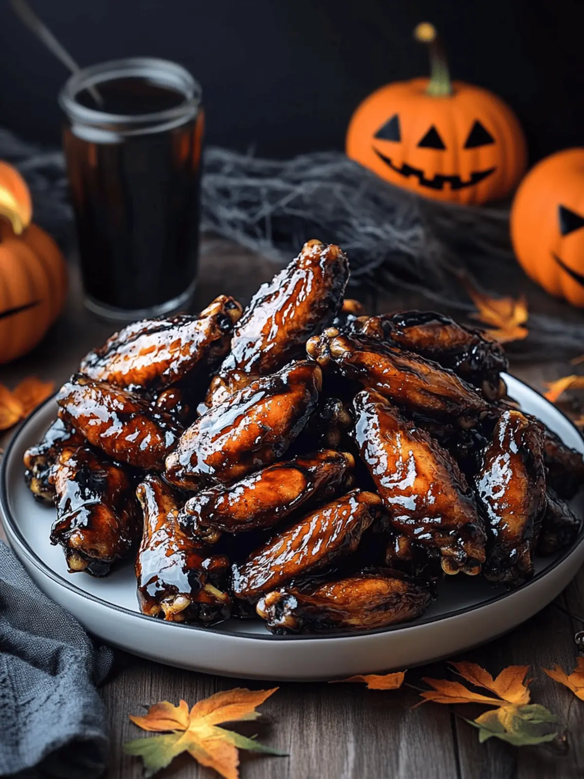 Spooky Bat Wings (Balsamic Glazed Chicken Wings)