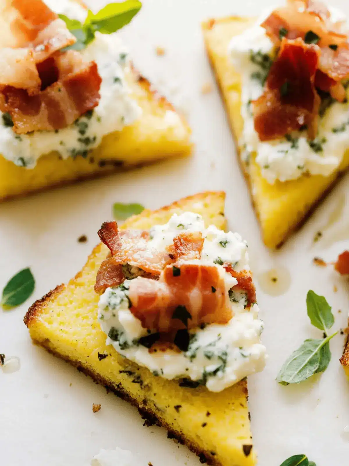 Polenta Toasts with Herbed Ricotta & Bacon