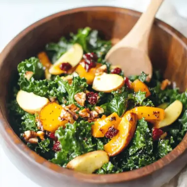 Autumn Kale Salad with Maple Balsamic Vinaigrette