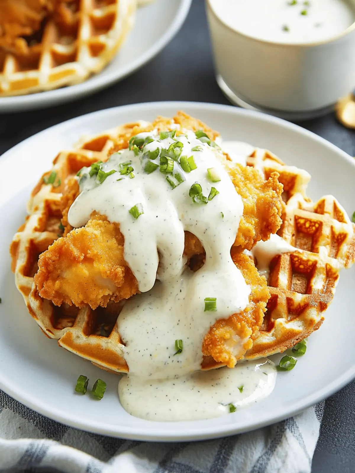 Oven-Fried Chicken with Waffles and White Gravy