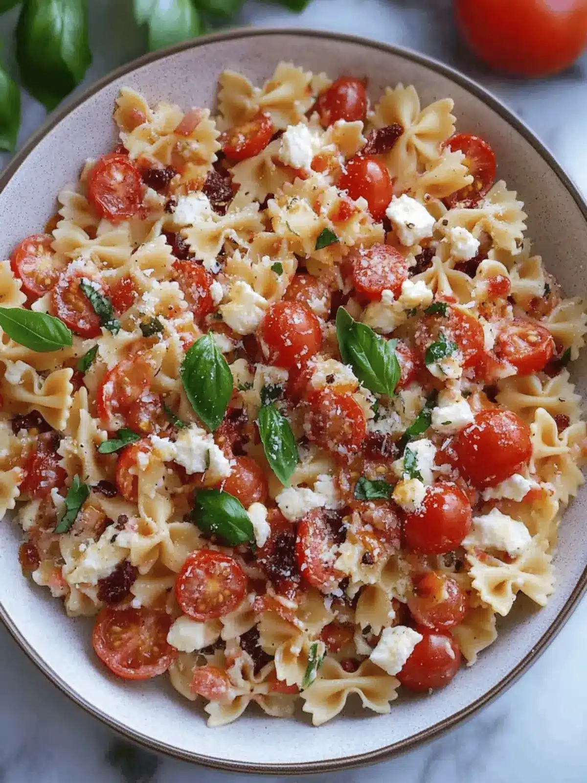 Cherry Tomato Bruschetta Pasta Salad