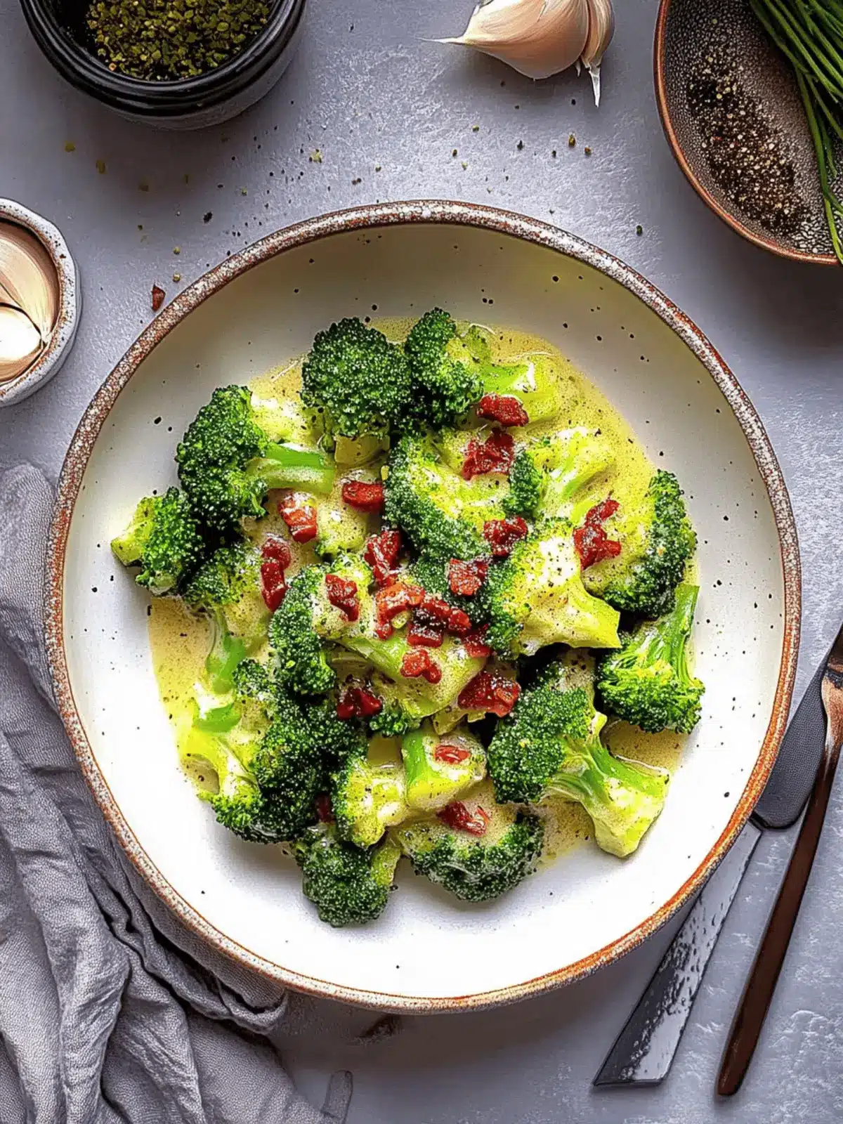 Garlicky Broccoli with Sauce and Crunchy Bacon Bliss 4 Broccoli with Garlic Sauce