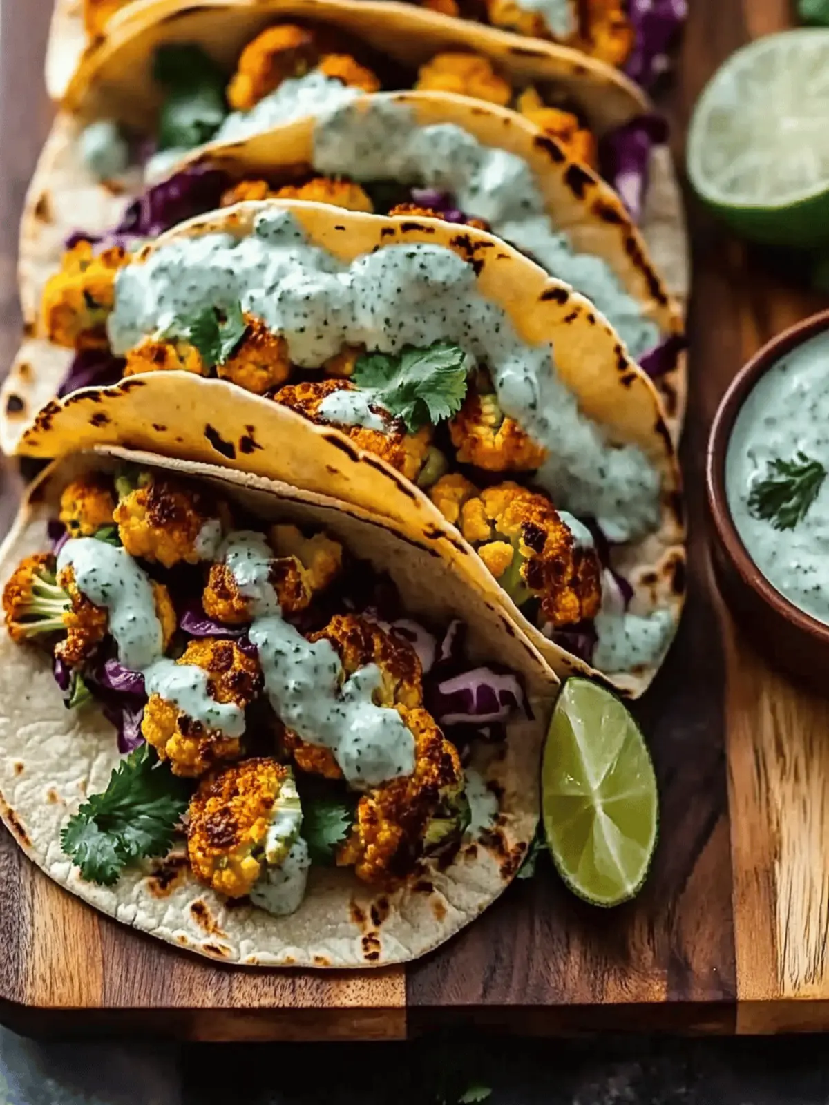 Cauliflower Tacos with Cilantro Lime Crema