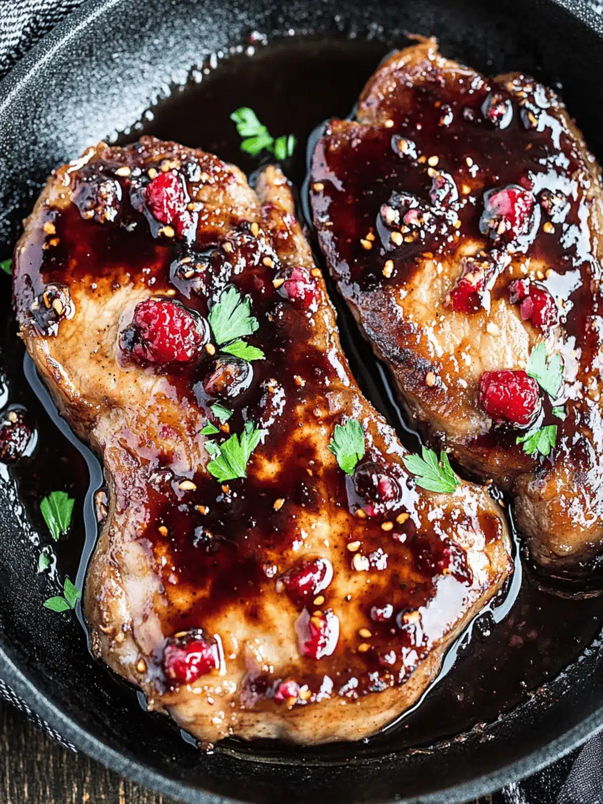 Raspberry Balsamic Glazed Pork Chops