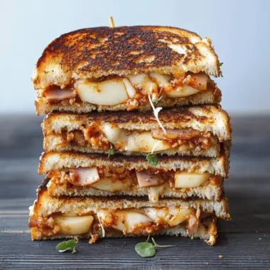 Grilled Cheese With Ham And Brie Cheese With Microgreens, Apple And Dijon