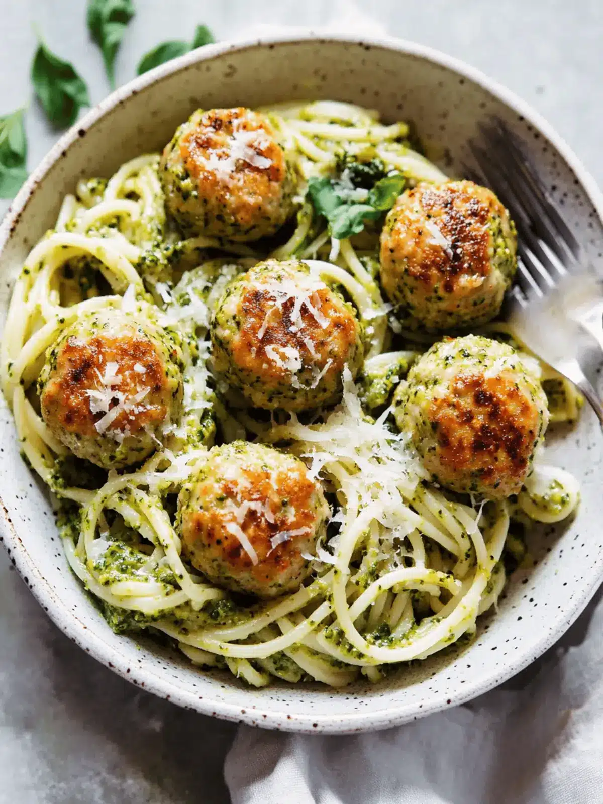 Baked Chicken Meatballs with Broccoli Pesto Pasta Delight 4 Baked Chicken Meatballs with Broccoli Pesto Pasta