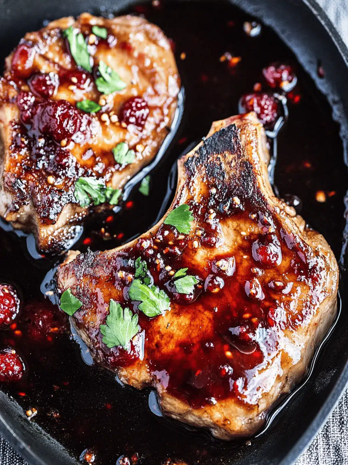 Raspberry Balsamic Glazed Pork Chops