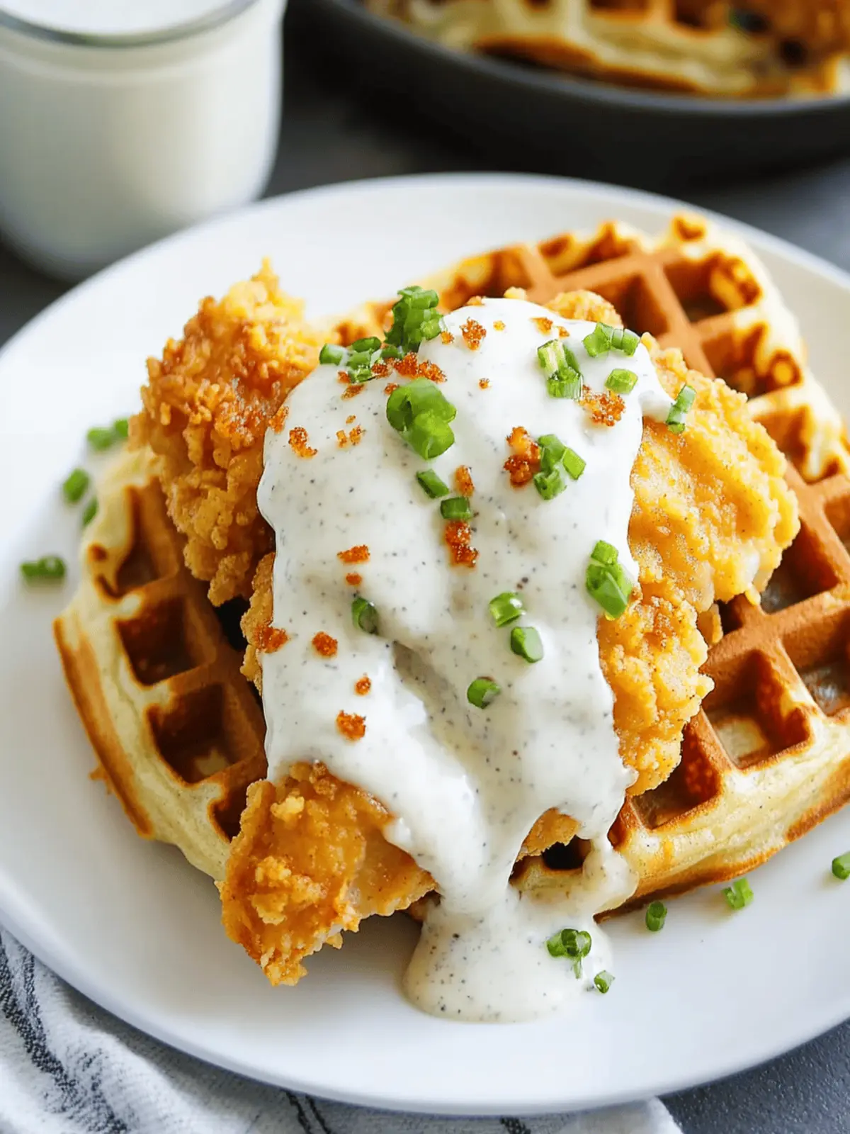 Oven-Fried Chicken with Waffles and White Gravy