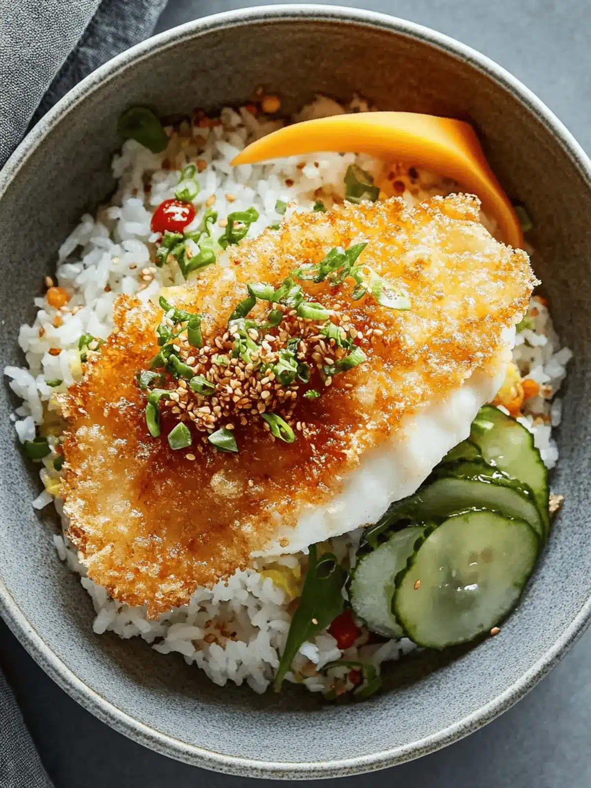 Halibut Tempura with Japanese Pickles & Spring Onion Rice