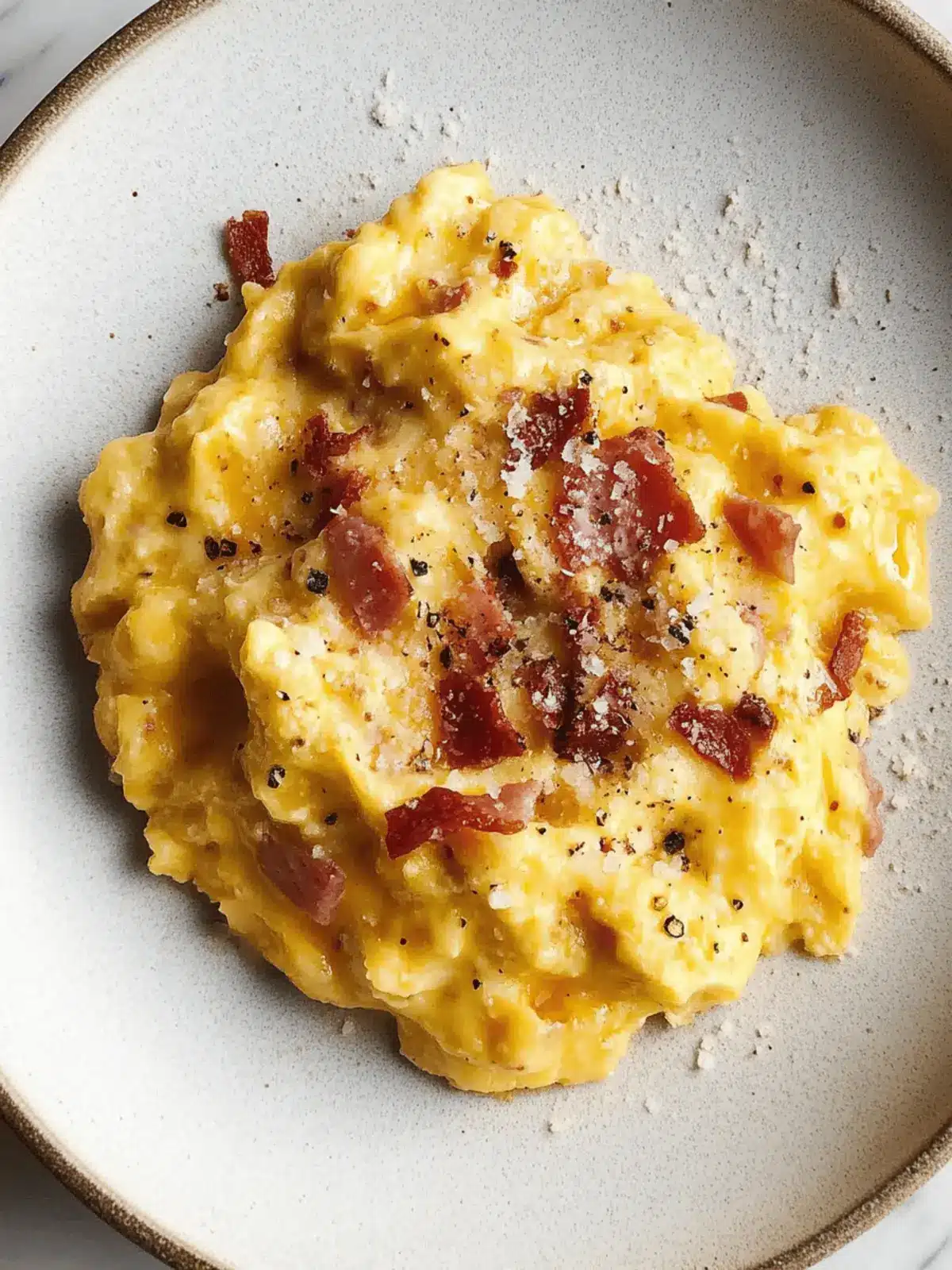 Silky Scrambled Eggs With Pancetta, Pepper and Pecorino